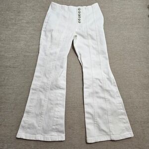 Cinq a Sept Tous Les Jours Pants Women 4 White Button Fly Seamed Flare Trouser *